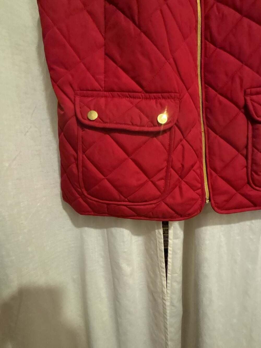 St. John's Bay Red Quilted Lightweight Vest with Gold Zipper - Picture 3 of 5